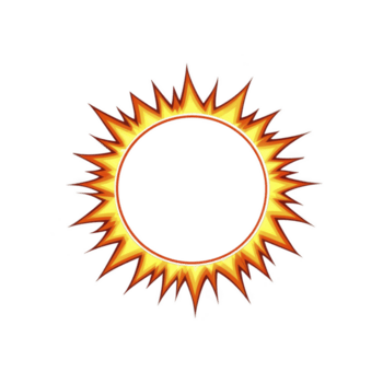 vibrant, fiery sunburst design with sharp, pointed rays radiating outward, creating dynamic and energetic visual effect. bright orange and yellow colors evoke warmth and intensity png