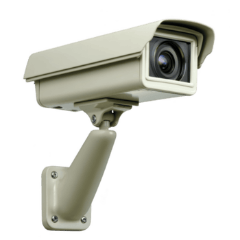beige veiligheid camera is gemonteerd Aan muur, ontworpen voor toezicht en toezicht houden. camera Kenmerken beschermend behuizing en verstelbaar arm voor optimaal positionering png
