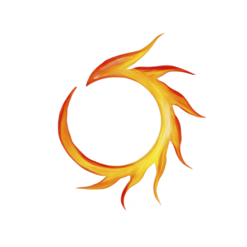 vibrant circular flame design with dynamic orange and yellow hues, creating energetic and fiery appearance. flames form continuous loop, symbolizing energy and movement png