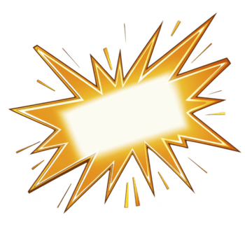 vibrante naranja y amarillo cómic estilo explosión gráfico con blanco centrar para texto, presentando afilado, dinámica líneas y brillante efecto, Perfecto para agregando énfasis png