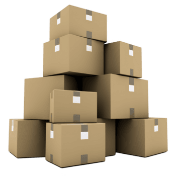 stack of cardboard boxes is arranged in pyramid shape, showcasing various sizes and sealed with tape. boxes are plain and suitable for shipping or storage purposes png