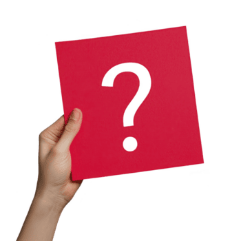 hand holds red card with large black question mark, symbolizing mystery or inquiry. image conveys curiosity and unknown, inviting questions or exploration png