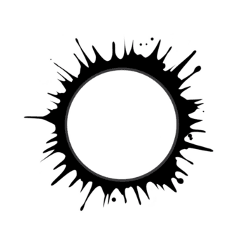 nero circolare inchiostro schizzare con sunburst modello irradia verso l'esterno, la creazione di dinamico e artistico design su trasparenza sfondo. grassetto contrasto sottolinea astratto modulo png