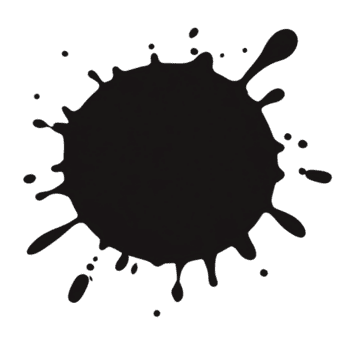 large black ink splatter with irregular edges and droplets radiating outward, creating dynamic and artistic effect. splatter is set against plain background, emphasizing its bold shape png