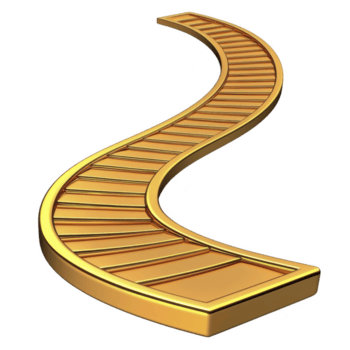 detta funktioner böjd, gyllene järnväg Spår med skinande, metallisk utseende, symboliserar framsteg eller resa. Spår är isolerat på genomskinlighet bakgrund, betona dess elegant design png