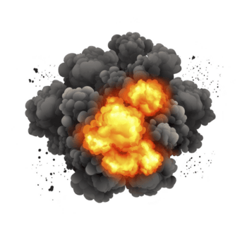 ardente esplosione con luminosa arancia fiamme e buio Fumo ondeggiante verso l'esterno, la creazione di drammatico e intenso visivo effetto. Immagine cattura dinamico movimento e energia di esplosione png