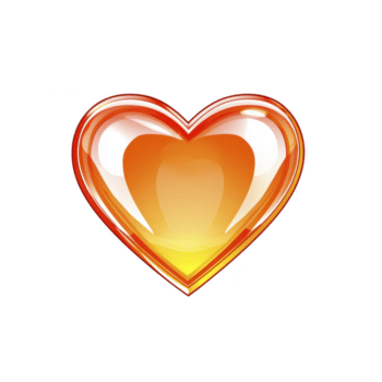 vibrant, glossy orange heart with gradient effect, symbolizing warmth and affection, set against transparent background png