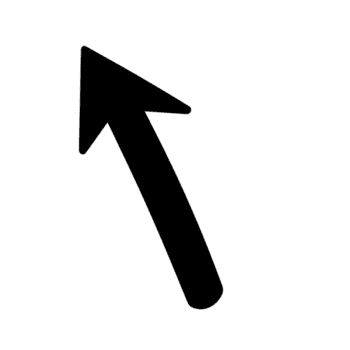 black upward arrow icon on transparent background, symbolizing direction or progress. arrow is simple and bold, pointing diagonally to top left corner png