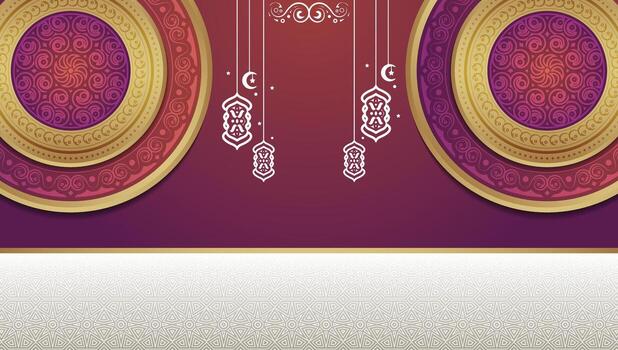 elegante ornamental islámico mandala diseño con linterna decoración en degradado antecedentes vector