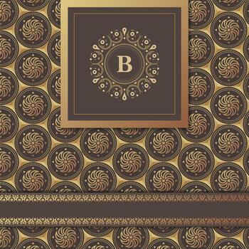 Gold patterned background with initials vector