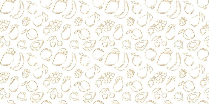 Seamless pattern with fruit in line art style. Design for wrapping paper, textile, print, fabric, wallpaper. vector