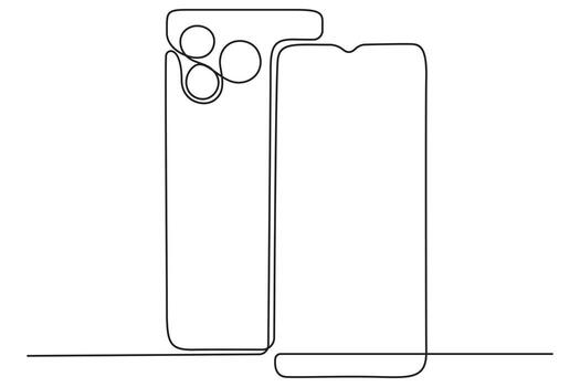Continuous Smartphone symbol in one line drawing.One Line art of phone icon, Single line drawing of smartphone.mobile phone concept. vector