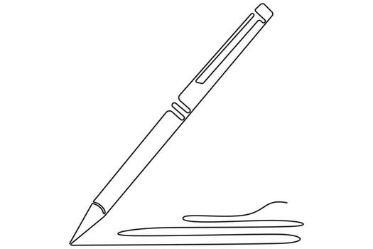 Ballpoint pen drawing a fluid line in abstract continuous stroke on white background vector