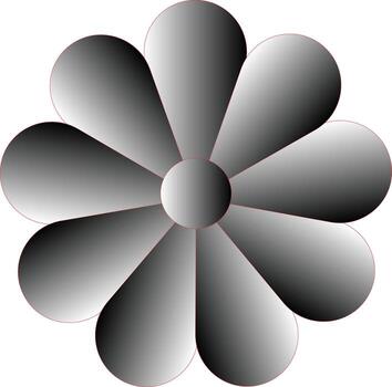 Abstract grayscale flower with eight petals and subtle shading vector