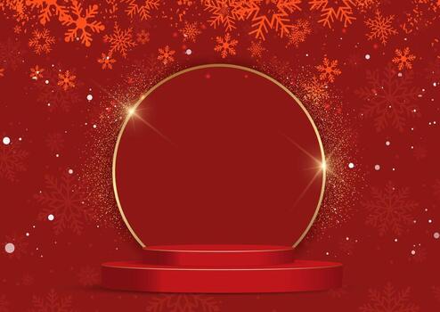 Christmas background with an empty display podium vector