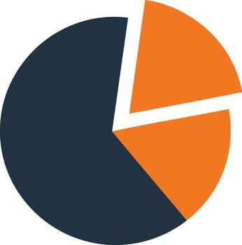 sencillo tarta gráfico ilustrando datos distribución y dimensiones. vector