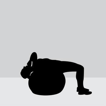 a silhouette of a man doing an exercise on an exercise ball vector