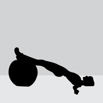 silueta de un hombre haciendo un empujar arriba en un ejercicio pelota vector