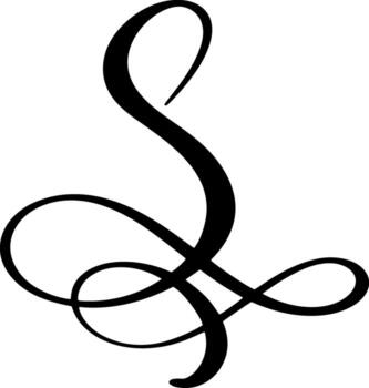 Capital letter S in elegant script font. Black alphabet typography design element initial for monogram branding vector