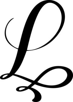 Black calligraphic letter L hand drawn forming part an elegant alphabet projects initial design vector