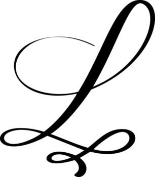 Black calligraphic letter L hand drawn forming part an elegant alphabet design for initial projects vector