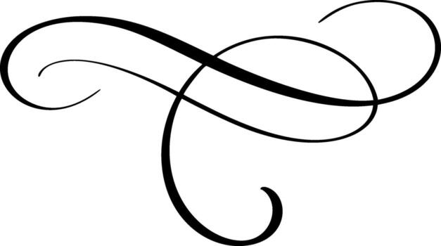Black divider flourish, elegant swirl corner design calligraphy element enhancing visual appeal, adding a touch sophistication of grace vector