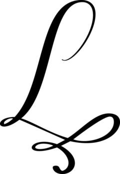 Black calligraphic letter L hand drawn forming part an elegant and projects alphabet initial design vector