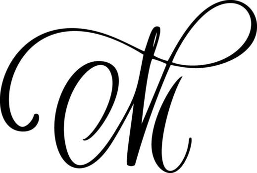 Capital letter m in elegant script font. Black alphabet typography design element monogram initial for branding vector