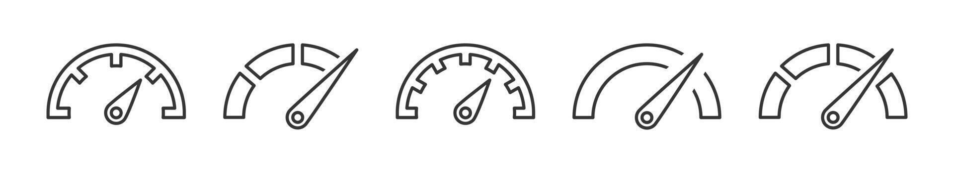 Set of speedometer, tachometer icons. Dashboard speedometer icons. Performance indicator sign. vector