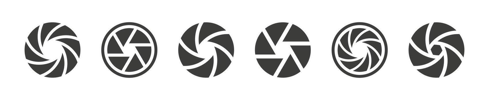 Camera lens diaphragm. Aperture icon set. Camera shutter icons vector