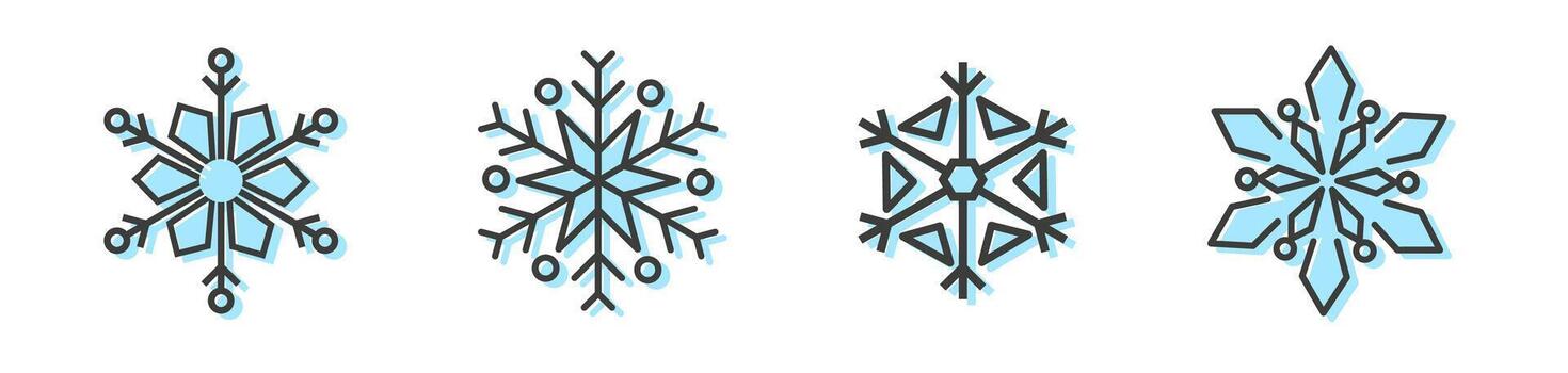 Set of snowflakes icons. Snowflake icons set. Snowflake symbols. Snow icon vector