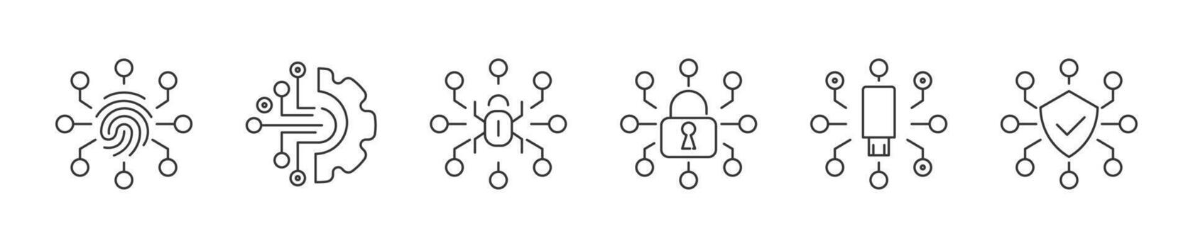 ciber seguridad icono colocar. asegurado red iconos tecnología concepto vector