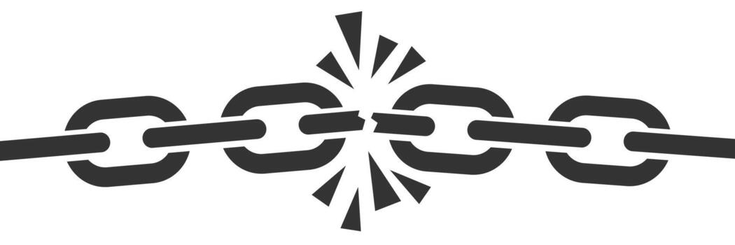 Broken chains. Broken chain link icon set vector