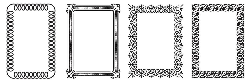 Four different ornamental frames with different designs vector