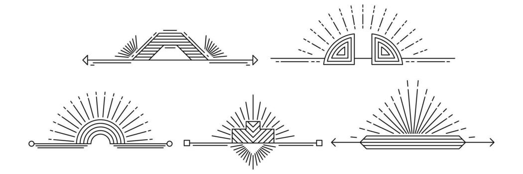 Set of line geometric elements. Modern decorative linear dividers. vector