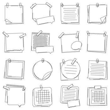 papel línea notas colocar. pegatinas con patas y adhesivo cintas marcos o antecedentes para recordatorio. vector