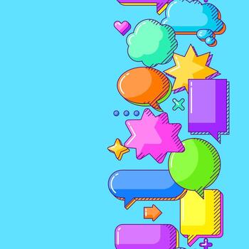 Pattern with speech bubbles linear. Decorative abstract objects in line art style. vector