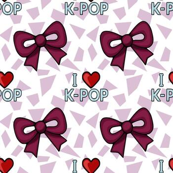 K-Pop themed pattern with bows vector