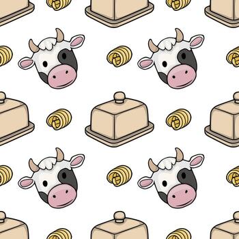 Cartoon cow illustration pattern design vector