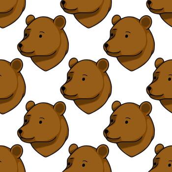 sin costura modelo de simpático marrón oso cabezas con sencillo caricaturesco estilo y un alegre expresión, Perfecto para juguetón diseños vector