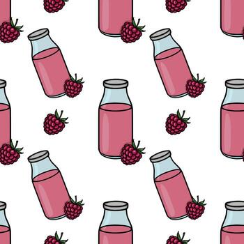 Raspberry juice bottle pattern vector