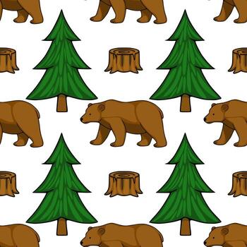 bears and trees pattern design vector