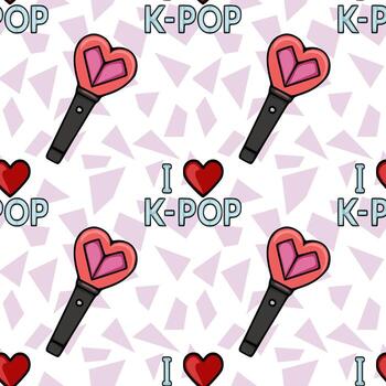 K-Pop lightsticks and love pattern vector