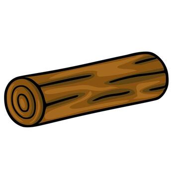 A stylized illustration of a single brown log with visible growth rings and wood grain texture, isolated on a white background. vector