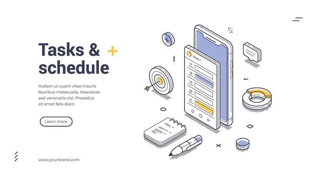 Task and scheduling mobile app illustration vector