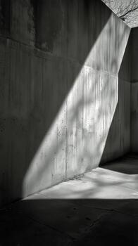 Light Beam Shines Through a Concrete Space Creating Dramatic Shadows in an Urban Setting. photo