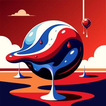 Abstract fluid art with vibrant colors and dynamic shapes in surreal landscape vector