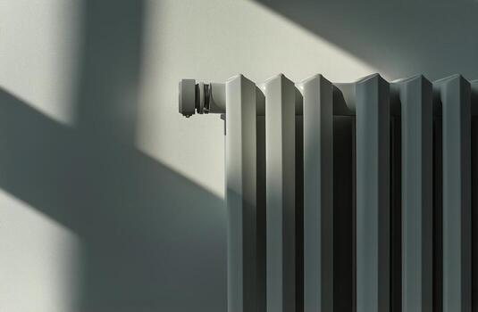 Modern Heating Radiator Casting Shadows in a Bright Room During Daylight photo