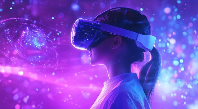 Exploring Virtual Reality With Colorful Visual Effects at a Tech Event photo