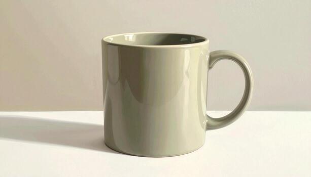 Minimalist Gray Ceramic Mug with Handle Studio Shot Clean Background Beverage Container photo